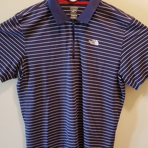 The north face large blue stripped polo